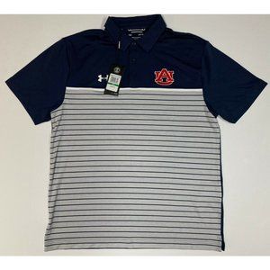 Under Armour Auburn Tigers Short Sleeve Golf Polo Men's L Navy White